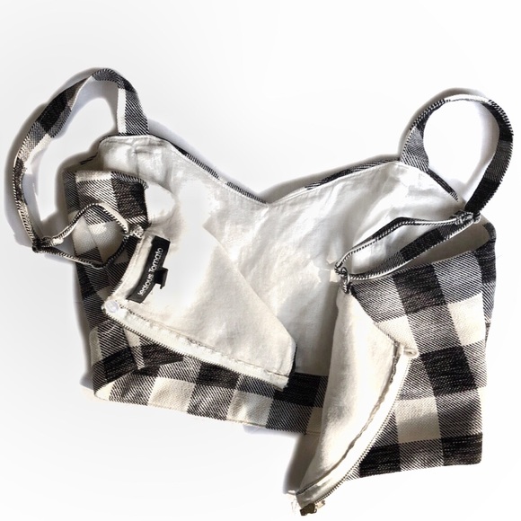 Jealous Tomato Plaid / Check Cut Out Crop Top - Picture 2 of 4